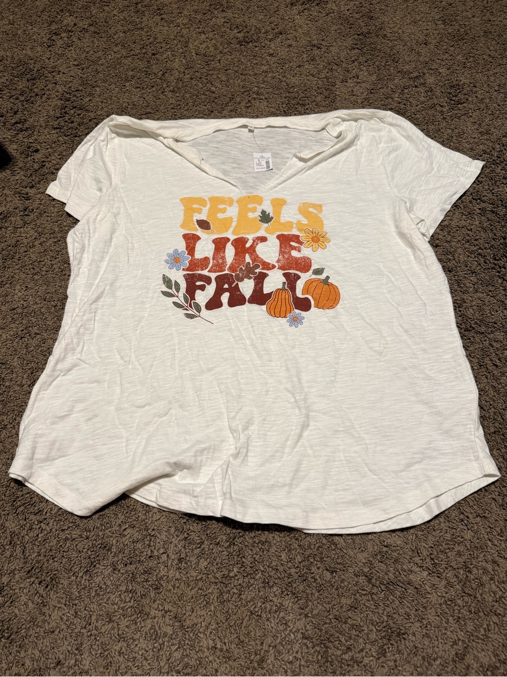 Maurices White 'Feels Like Fall' Graphic Tee with Orange & Brown Accents